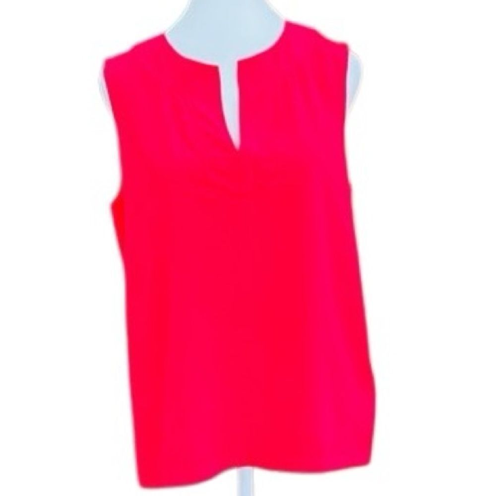 Kate Spade Live Colorfully pink/coral split neck 100% silk sleeveless top size 6